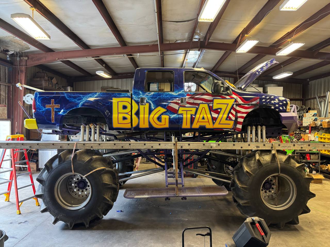 Big Taz Monster Truck in Shop